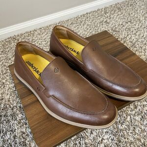 Amberjack Mens Chestnut Brown Leather Slip On Loafer Casual Shoes Size 10 M